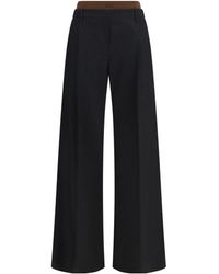 Loewe - Wide-Leg Pants With Ribbed Waistband - Lyst