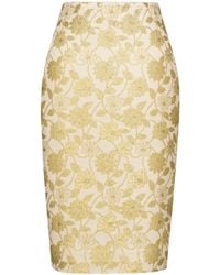 Saint Laurent - Brocade Midi Skirt - Lyst