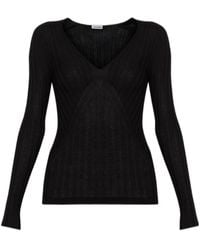 Jil Sander - Ribbed V-Neck Knitted Top - Lyst