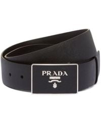 Prada - Logo Plaque Buckle Belt - Lyst