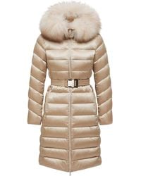 Moncler - Leersie Hooded Shearling-Trimmed Long Down Jacket - Lyst