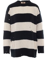 Aniye By - Lilith Distressed Striped Knitted Sweater - Lyst