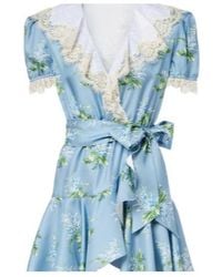 Rodarte - Floral Lace-Trimmed Silk Twill Minidress - Lyst