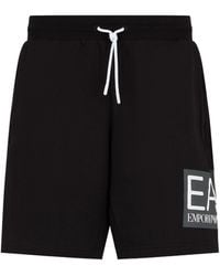 EA7 - Logo-Printed Drawstring Track Shorts - Lyst