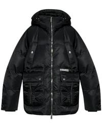 DSquared² - Logo Printed Quilted Hooded Down Coat - Lyst