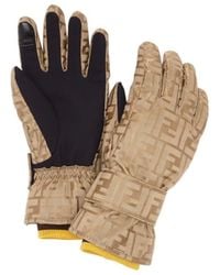 Fendi - Monogrammed Panelled Gloves - Lyst