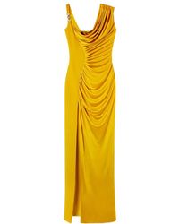Versace - Embellished Crepe And Pleated Satin Gown - Lyst