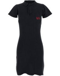 Balenciaga - Mini Dress With Polo Shirt Style Collar And Logo Deta - Lyst