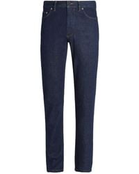 ZEGNA - Dark Rinse-Washed Stretch Cotton Roccia Jeans - Lyst