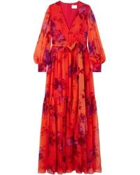 Erdem - V-Neck Long-Sleeved Dress - Lyst