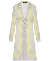 Versace - Medusa Cameo Printed Long-Sleeved Dress - Lyst