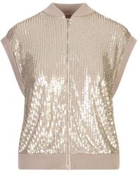 Peserico - Sequin Embellished Zip-Up Jacket - Lyst