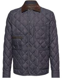 Moncler - Kryen Diamond Quilted Denim Down Shirt Jacket - Lyst