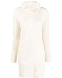 Blumarine - Rose Detailed Knitted Mini Dress - Lyst
