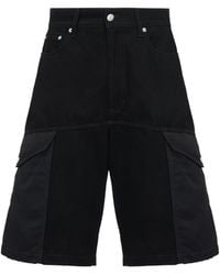 McQueen - Hybrid Denim Straight Leg Shorts - Lyst