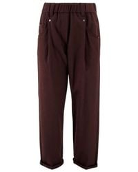 Brunello Cucinelli - High Waist Straight Leg Trousers - Lyst