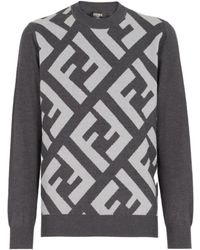 Fendi - Oversized Ff Intarsia Knit Jumper - Lyst