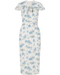 Alessandra Rich - Silk-Crepe Midi Dress - Lyst