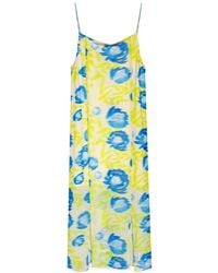 Ganni - Printed Mesh Slip Dress - Lyst