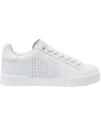 Dolce & Gabbana - Portofino Dg Logo Perforated Sneakers - Lyst