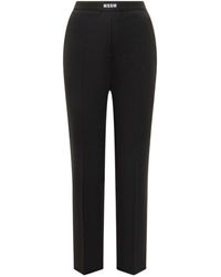 MSGM - Logo Printed Pleated Trousers - Lyst