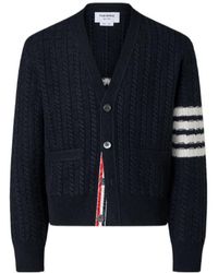 Thom Browne - Cable-Knit Anchor Cardigan - Lyst