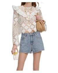 Self-Portrait - Guipure-Lace Ruffled Top - Lyst