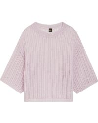 BOSS - Open-Knit Round-Neck Sweater - Lyst
