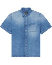 Givenchy - Logo Embroidered Denim Shirt - Lyst