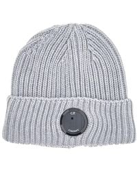 C.P. Company - Logo Plaque Knit Beanie - Lyst