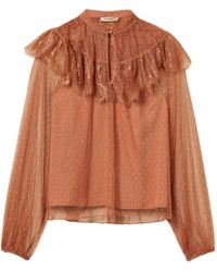 Twinset - Plumetis Laced Tulle Blouse - Lyst