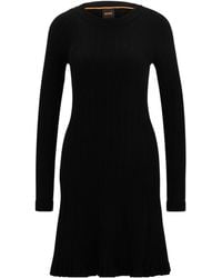 BOSS - Slim-Fit Knit Mini Dress - Lyst