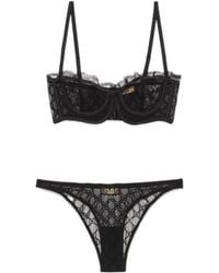 スパッツ・レギンス GG All Over Embroidered Tulle Lingerie Set Gucci Gg Tulle Lingerie Set - Black | Editorialist