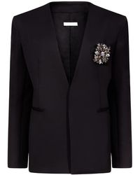 Area - Crystal-Brooch Collarless Blazer - Lyst