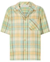 God's True Cashmere - Lime Moss Checked Linen Shirt - Lyst