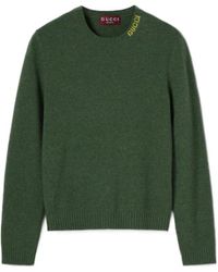 Gucci - Felted Wool Knit Sweater With Intarsia - Lyst