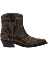 Ganni - Dark Leather Boots - Lyst