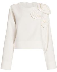 Valentino - Floral-Appliqué Long-Sleeve Top - Lyst