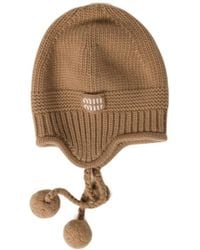 Miu Miu - Logo-Patch Beanie - Lyst