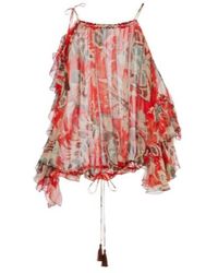 Etro - Printed One-Shoulder Ruffled Silk Top - Lyst