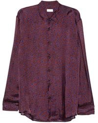 Dries Van Noten - Floral Print Satin Long Sleeve Shirt - Lyst