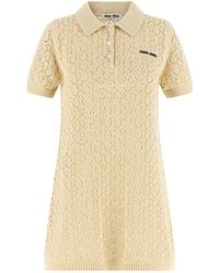 Miu Miu - Openwork Short-Sleeved Polo Dress - Lyst