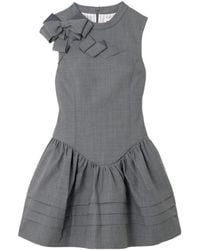 ShuShu/Tong - Bow-Detailed Gathered Twill Mini Dress - Lyst