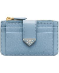 Prada - Saffiano And Smooth Leather Card Holder - Lyst