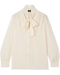 Nili Lotan - Tie-Neck Button-Front Top - Lyst