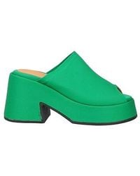 Ganni - Satin Wedge Slide Sandals - Lyst
