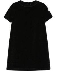 Moncler - Logo Patch Velvet Mini Dress - Lyst