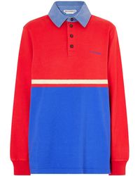 JW Anderson - Embroidered Striped Cotton-Jersey Polo Shirt - Lyst
