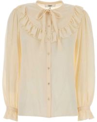 Chloé - Chloé H 112 Ruffled Tie-Neck Shirt - Lyst