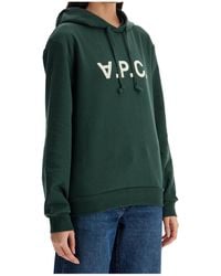 A.P.C. - Logo Printed Drawstring Hoodie - Lyst